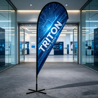 Drapeau publicitaire personnalisé en polyester imperméable et durable, type plume, pour promotion en salon professionnel