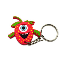 Eco-Flexible Personnalisé Fraise Dessin Animé Forme 3Dlogo Broder Machine Pvc Porte-clés PVC Caoutchouc Porte-clés