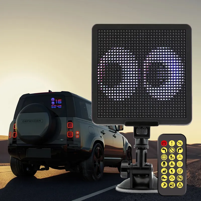 LED Digital Screen Sign Car Rear Window LED Light Car Display APP BT Phantom Display Clock Pixel Screen