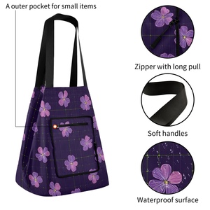 Reusable Polyester Boutique Market Custom Design Eco-friendly <b>Foldable</b> Shopping Tote <b>Bag</b> Flower Grocery Shoulder Shopping <b>Bags</b> - Product Image 2