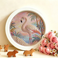Kit de Bricolage SONGWOO pour Peinture Diamant Perle, Motif Animal de Dessin Animé Mignon Fait Main, Encadré, Rond, pour Chambre, Salon, Bureau