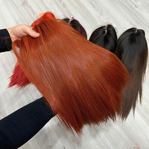 Extensions de cheveux humains vierges Remy vietnamiens 100% neufs, vague naturelle, lisses, couleur orange brûlé, haute qualité, fabrication mécanique - Product Image 6