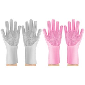 OEM Custom Logo Heat-resistant Design Silicone Cleaning Brush Scrubber <b>Gloves</b> Dish Washing <b>Gloves</b> - Product Image 4
