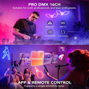 YSH APP DJ Laser Lights Professional 200 + 3D RGB Animation Light Show Dessin à la main Motif personnalisé Activé par le son DMX 34CH Stage - Product Image 5