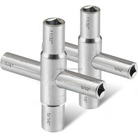 Kunci pas keran air dapat dilepas, kunci silang katup air Multifungsi, kunci pas keran baja 1/4 "9/32" 5/16 "11/32" 4 arah