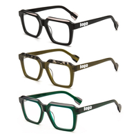 Montures de lunettes carrées surdimensionnées en acétate bleu clair de style rétro pour hommes et femmes, collection 2026