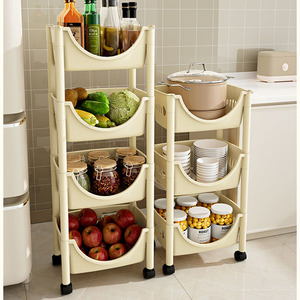 Type de sol mobile au sésame support de <span class=keywords><strong>rangement</strong></span> à plusieurs couches pour chambre à coucher cuisine collations chariot en plastique ménage panier à légumes étagère - Product Image 4