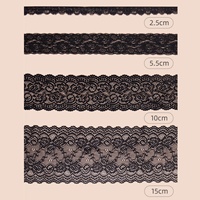 Kain renda elastis katun 100% dengan manik-manik untuk pakaian, rok hitam, aksesoris pakaian untuk memperpendek/memperpanjang ujung rok, sepatu.
