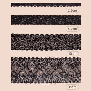 100% Cotton <b>Elastic</b> <b>Lace</b> Trim Fabric Beads for Clothing Black Skirt Edge Garment Accessories for Shortened Lengthened Hem Shoes - Product Image 4