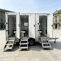 Promotion : Remorque WC Mobile 3 Cabines, Mono-essieu, avec Chasse d'eau, Urinoir et Lavabo, pour Grands Événements Extérieurs et Festivals