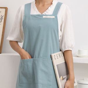 Wholesale Cheap Custom Logo Adjustable Grey Women Adults Linen Cotton <b>Kitchen</b> <b>Apron</b> With Pockets - Product Image 4