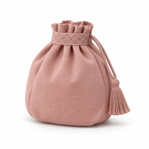 Drawstring Pouch Small Cosmetic <b>Bag</b> with Asanoha Shippo Jacquard Pattern and Morandi Tassel Custom Logo - Product Image 1