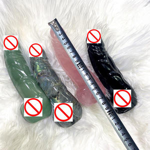 Горячая Распродажа натуральный розовый кварц пенис лечебный камень ручная резьба Хрустальный фаллоимитатор Массажная палочка - Product Image 4