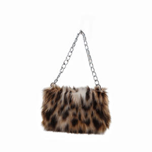 Designer de luxe doux hiver en peluche sac à bandoulière nouveau élégant grande <span class=keywords><strong>capacité</strong></span> imprimé léopard sac à provisions décontracté - Product Image 2