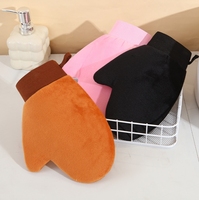 Gants de bronzage double face pour autobronzant Lotion Logo personnalisé Gant exfoliant lavable et gant de bronzage pour le visage Brosses de bain Éponges