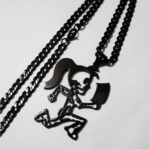 Großhandel Maßgefertigter Kubanischer Herz-Anhänger für Paare, Edelstahl Poliert, Verrückter <span class=keywords><strong>Clown</strong></span>-Stil, Trendiger Mehrfach-Plattierter Mode-Charm für Männer und Frauen - Product Image 2
