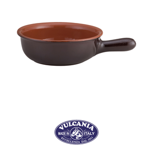 Terracotta Shallow Casserole <b>Pan</b> with Long <b>Handle</b> Ø 22 cm H 8 cm, Brown Two-Tone Vulcania - Product Image 4
