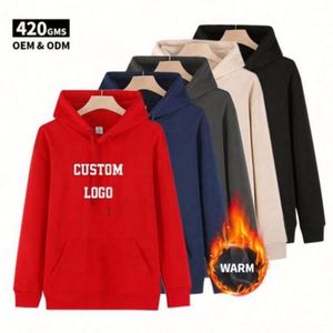 Sudadera con Capucha para Hombre, Diseño Sólido, Logotipo Bordado Personalizado, Sudadera Gruesa de Forro Polar para Invierno - Product Image 1