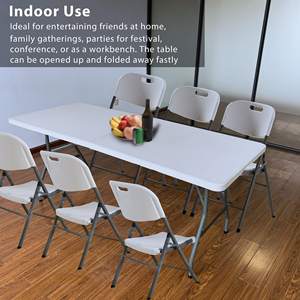 Table longue pliante rectangulaire portable en plastique HDPE blanc de 180 cm (6 pieds 72 pouces) pour événements extérieurs, vente en gros - Product Image 3