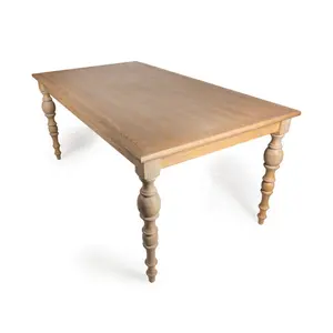 European Dining Room Furniture Classic French Turned Legs Distressed Solid Wood Kitchen Dining Table