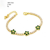 Fanhua Schmuck 18K Vergoldetes Edelstahl Buntes Zirkon-Blumen-Tennisarmband