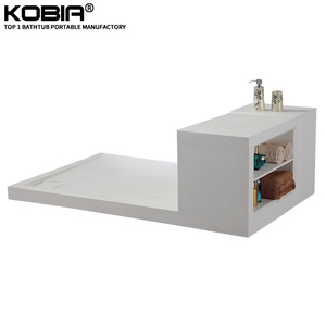 K-T005B baño blanco superficie sólida de <span class=keywords><strong>ducha</strong></span> de piedra de base y asiento coincidentes para cabina de <span class=keywords><strong>ducha</strong></span> brillante o mate - Product Image 1