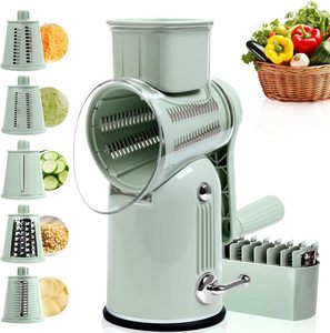 <b>Kitchen</b> <b>Tools</b> Plastic <b>Gadgets</b> Vegetable Cutter Potato Cutter Round Rotary Cheese Grater Multifunctional Machine Vegetable Slicer - Product Image 1