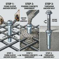 Cheville d'expansion en béton à filetage interne, en acier zingué, pour fixation industrielle sécurisée, haute charge, pour toiture et décoration