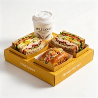 Ensemble de plateaux alimentaires en papier avec logo personnalisé, vente en gros, jetables, pour restauration rapide, boîte d'emballage pour sandwichs avec gobelet