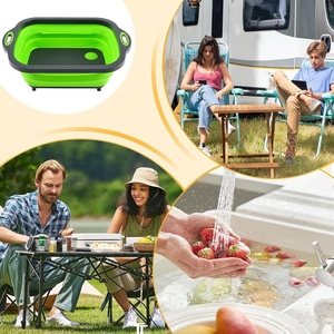 Planche à découper pliable en <span class=keywords><strong>silicone</strong></span> avec panier de drainage - Évier de cuisine multifonction pour fruits, légumes, lavage et rangement - Product Image 6