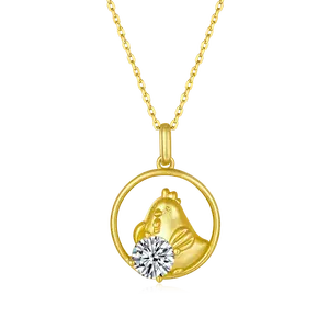 Oxsd Zodiac Series Hen Gold Plated S925 Sterling Silver Chain Moissanite Necklace