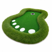 Tapis de golf flottant pour piscine, en gazon artificiel, avec drapeau et coupelle, pour jeu de golf extérieur