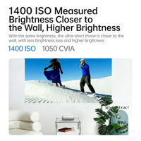 Projecteur DLP portable JMGO O3 1080P à courte focale avec Bonfire OS 7 WiFi 6 Laser tricolore pur pour home cinéma