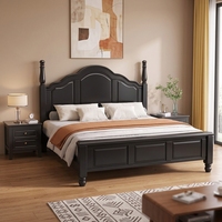 Lit à baldaquin Timberight en chêne massif américain, taille King, avec tête de lit réglable, rangement, pliable, ensemble de chambre écologique
