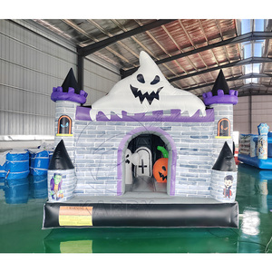 Château gonflable commercial d'Halloween avec toboggan, maison hantée et structure de saut gonflable pour événements d'enfants - Product Image 1