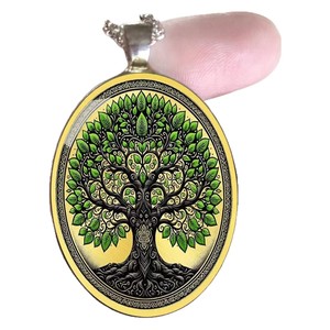 Collier pendentif en alliage de zinc et verre Life Tree - Product Image 6