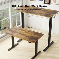Cadre de bureau debout réglable en hauteur automatique de qualité supérieure, moteur unique, commande LED, cadre de bureau debout en métal noir, base de pied
