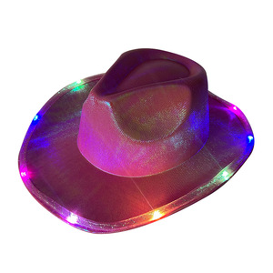 Sombrero <span class=keywords><strong>de</strong></span> Vaquero Unisex con Luces LED Intermitentes <span class=keywords><strong>para</strong></span> Fiesta Disco, Disfraz <span class=keywords><strong>de</strong></span> Halloween, Sombrero Luminoso Divertido - Product Image 1