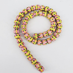 Cuentas Redondas de <span class=keywords><strong>Arcilla</strong></span> Polimérica con Diseño Floral Multicolor Vintage, Cuentas de <span class=keywords><strong>Arcilla</strong></span> Polimérica con Diseño de Rayas de Zebra - Product Image 4