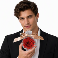 Rose Éternelle Préservée en Acrylique, Ornement de Bouteille de Parfum, Décoration Intérieure Élégante, Coffret Cadeau, Roses Éternelles pour Noël et la Saint-Valentin