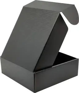 Черный перерабатываемый бумажный картон прочный матовый готовый гофрированный ящик для подарков и продвижения