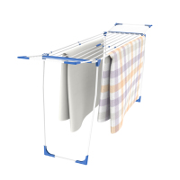 Séchoir à linge télescopique sur pied en métal, grande capacité, avec étagère à serviettes, pliable, gain de place, extensible pour chaussures et sacs