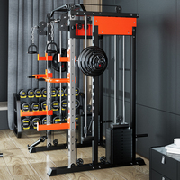 Equipo de Gimnasio en Casa, Máquina Smith Multifuncional de Acero para Sentadillas, Crossover de Cables, Duradera, para Entrenamiento Deportivo y Musculación