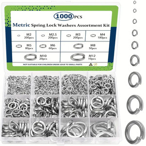 Metric Spring <b>Lock</b> <b>Washers</b> Assortment Kit 1000pcs M2 M2.5 M3 M4 M5 M6 M8 M10 M12 Stainless Steel DIN Standard - Product Image 1