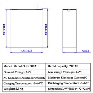 Stock DE LA UE LiFePO4 LFP Prismatic 3,2 V 280Ah Células de batería LF280K para sistema de almacenamiento de energía solar con 6000 Ciclo de vida A-Grade - Product Image 5
