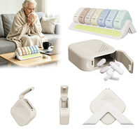 Organisateur de pilules hebdomadaire à grand format pour personnes âgées avec base de rangement phosphorescente, boîte de rangement en silicone pour médicaments pour seniors 7 jours