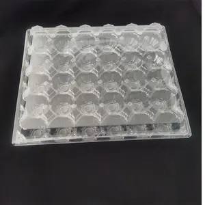 Wholesale Disposable Organizator Egg Box Recycle Blister PET Transparent Plastic Egg Trays Packaging For 30 Eggs Holes