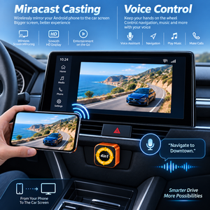 Adaptateur de voiture sans fil 4 en 1 pour CarPlay, Android Auto, AirPlay, Miracast, mise à niveau multimédia intelligente pour voiture, dongle USB-A - Product Image 2
