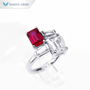 Tianyu 10K 14K 18K Oro sólido <span class=keywords><strong>Diamante</strong></span> Anillos de compromiso Lab Ruby D/VVS Moissanite Diamantes <span class=keywords><strong>Esmeralda</strong></span> Corte Boda Anillo de novia - Product Image 1