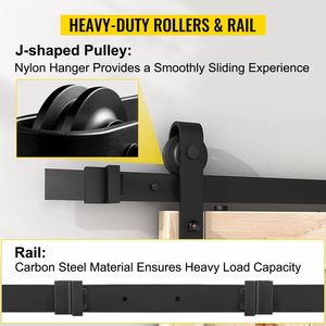 Kit de Herrajes para Puerta Corredera Estilo Industrial Clásico WEKIS, Tornillos de Latón y Acero, Negro Satinado, 5FT-18FT, Simple/Doble, para Baño - Product Image 3